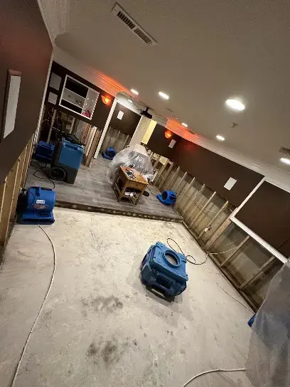 Gutted Elsmere room with a dehumidifier beside opened walls